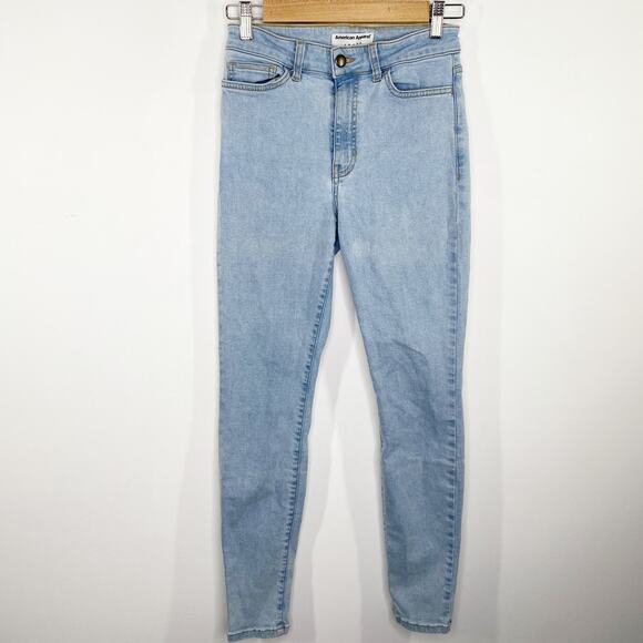 American Apparel Light Wash Blue Cotton Blend Denim Skinny Jeans Women's Size 28 - Picture 1 of 8